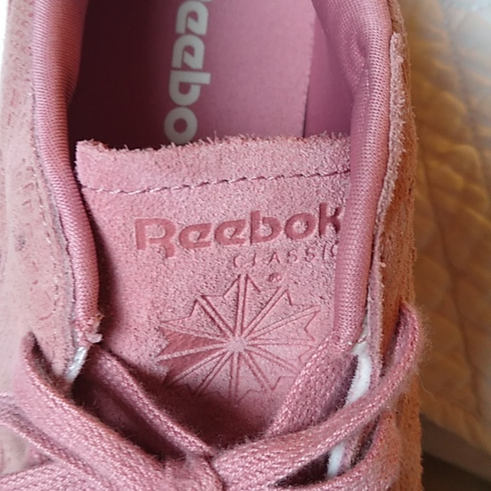 💗Reebok Clean Exotics Leather Classic Trainers Shoes. Women's 8.5 Sandy Rose - Picture 12 of 14